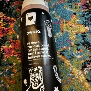Owala Black and White Insulated Water Bottle Goodluck 32 oz. AUTHENTIC Cowboy